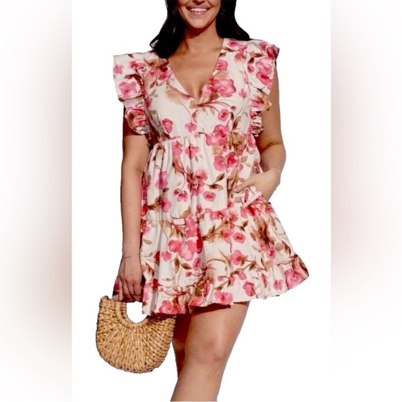 Abercrombie & Fitch Pink Floral Mini Dress - Picture 1 of 6